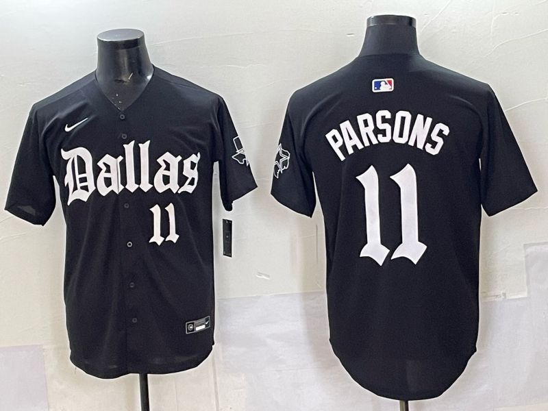 Men 2025 Nike Dallas Cowboys #11 Parsons Black 5th generation Joint Name Limited NFL Jersey 03